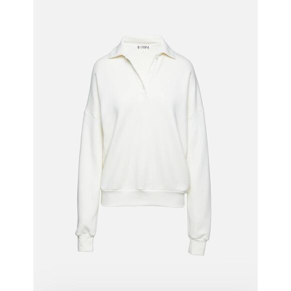 Eterne NWOT Oversized Polo Sweatshirt Cream French Terry Small - Picture 1 of 7
